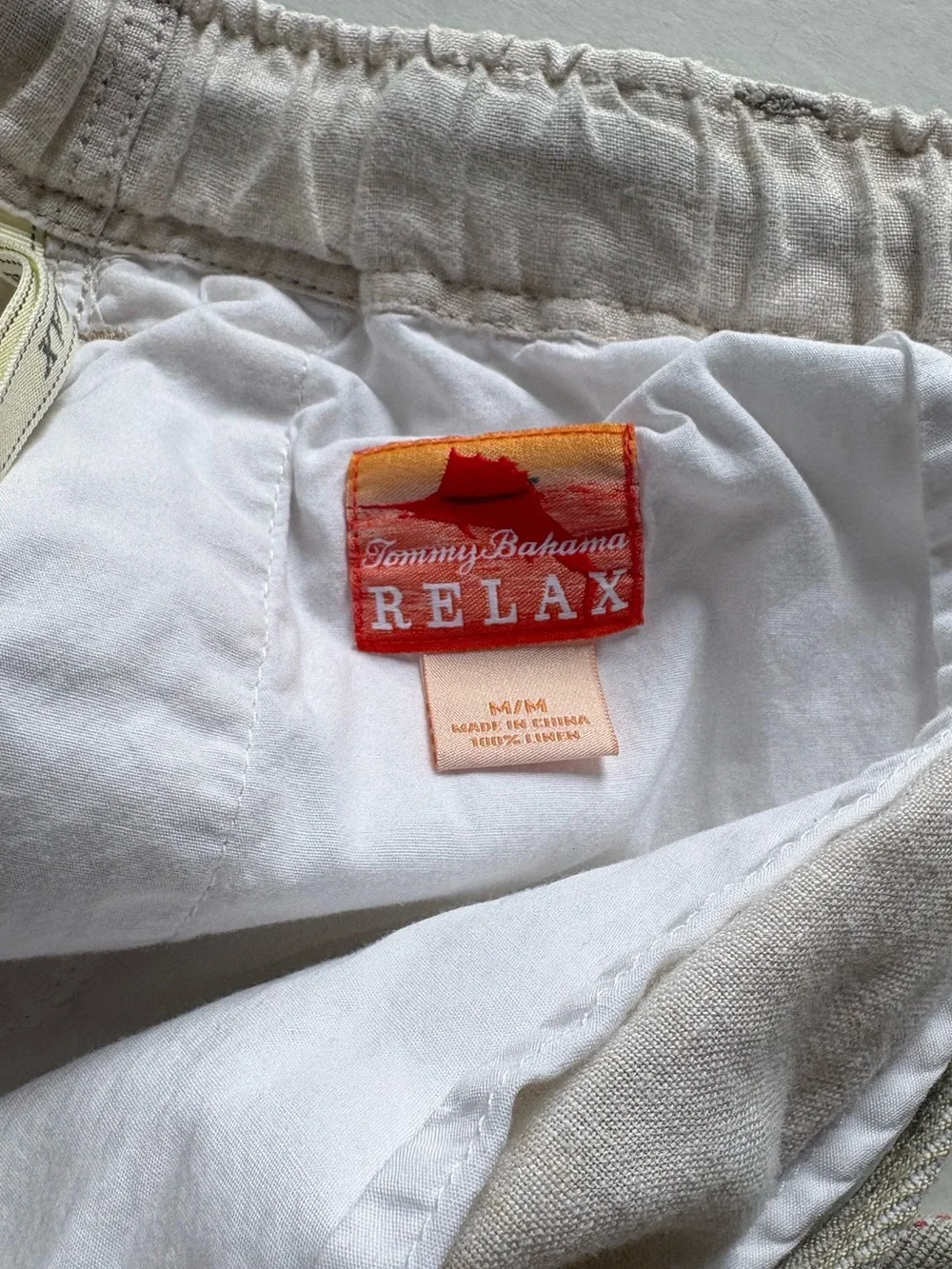 Tommy Bahama Mens Medium Relax 100% Linen Pants Cream